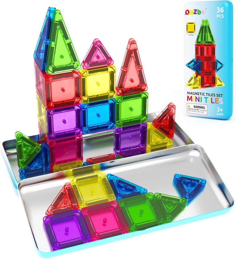 ORZbb Mini Magnetic Tiles Travel Set for Toddlers Magnetic Blocks Building Toys and Games, Montessori for Preschool Classroom Must Have, Sensory Toys from - Image 1