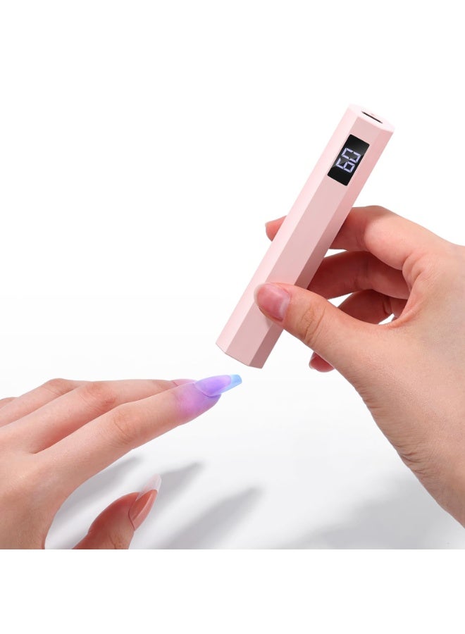 Handsfree Uv Nail Lamp With Bracket: Flash Curing Lamp With Countdown Timer Lcd Display 200 Mah Rechargeable Led Nail Lamp For Gel Nail Polishing Rhinestone Decoration Diy Home (Pink) - Image 2