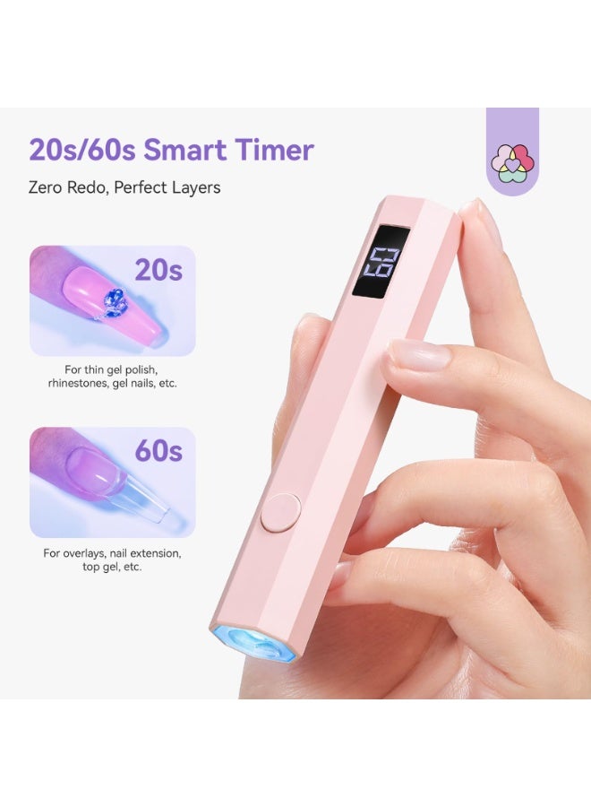 Handsfree Uv Nail Lamp With Bracket: Flash Curing Lamp With Countdown Timer Lcd Display 200 Mah Rechargeable Led Nail Lamp For Gel Nail Polishing Rhinestone Decoration Diy Home (Pink) - Image 5