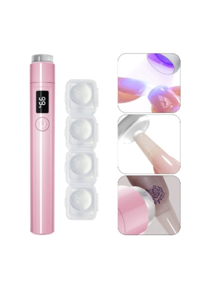 Handsfree Uv Nail Lamp With Bracket: Flash Curing Lamp With Countdown Timer Lcd Display 200 Mah Rechargeable Led Nail Lamp For Gel Nail Polishing Rhinestone Decoration Diy Home (Pink) - Image 1