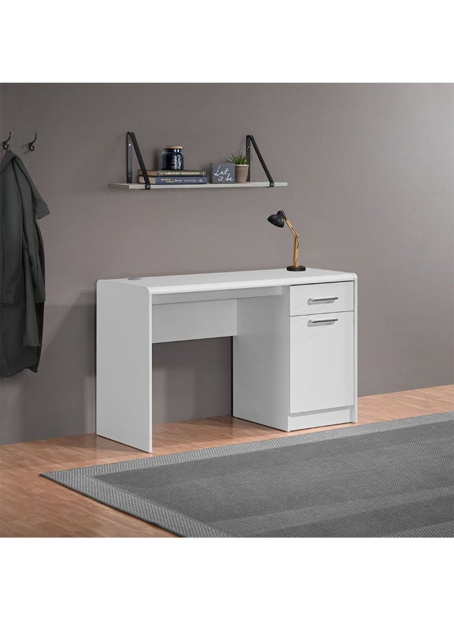 DANUBE HOME Supreme 1-Door And 1-Drawer Study Desk Writing Desk With Storage Modern office Desk Compact Desk For Home office Bedroom Study Room Stylish Work Desk â€“ White  - Image 2
