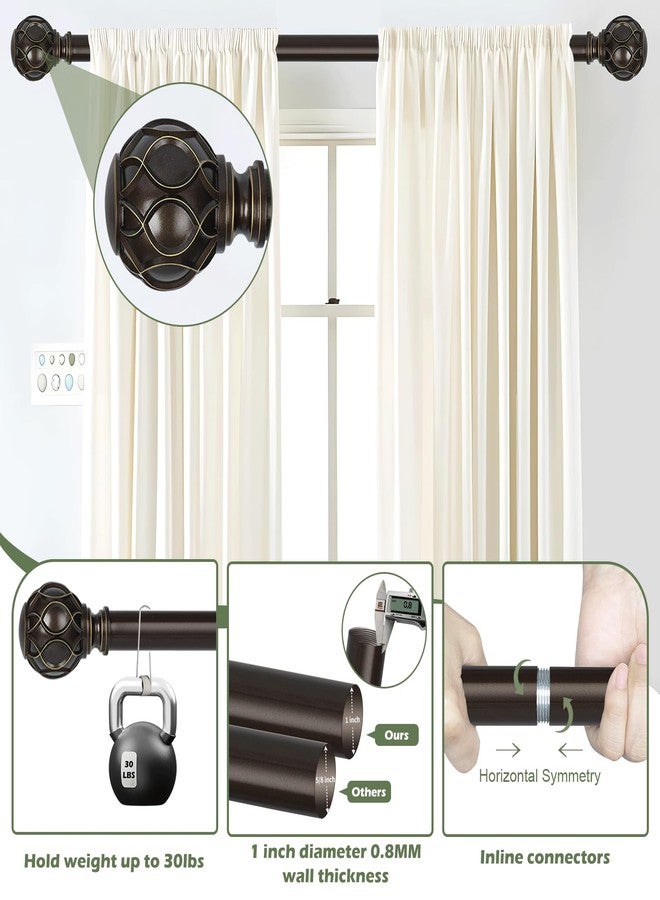 HTZON Bronze Curtain Rods for Windows:Farmhouse Boho Decorative Curtain Rod for Bedroom Living Room,Heavy Duty Adjustable Rustic Drapery Rods Set with Vintage Coastal Finials,Antique Bronze 36-88" - Image 2