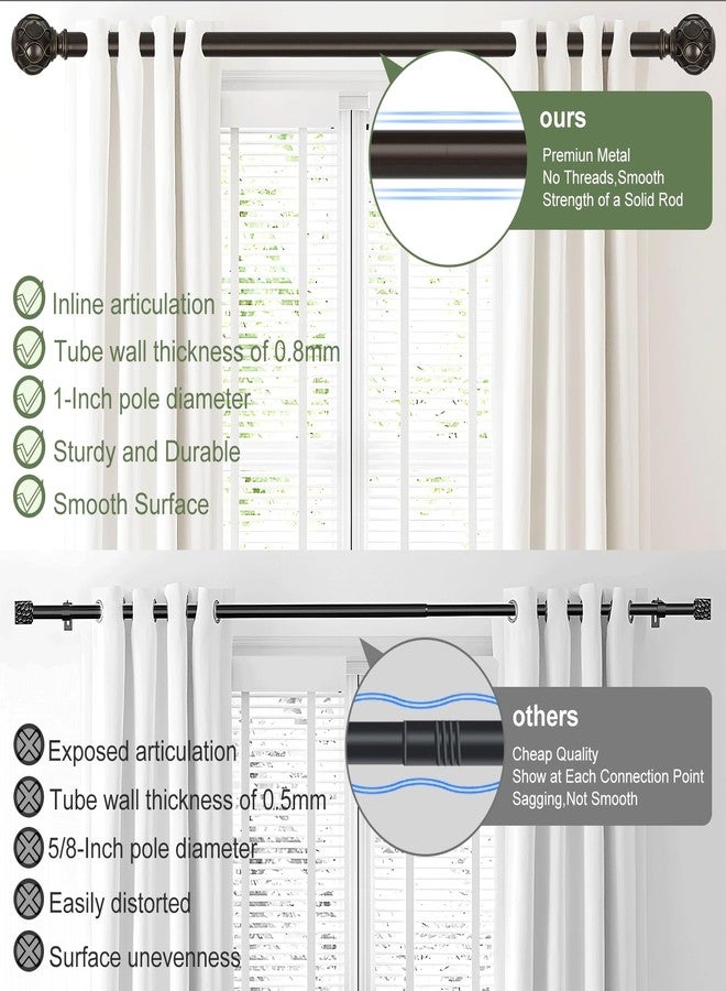 HTZON Bronze Curtain Rods for Windows:Farmhouse Boho Decorative Curtain Rod for Bedroom Living Room,Heavy Duty Adjustable Rustic Drapery Rods Set with Vintage Coastal Finials,Antique Bronze 36-88" - Image 4