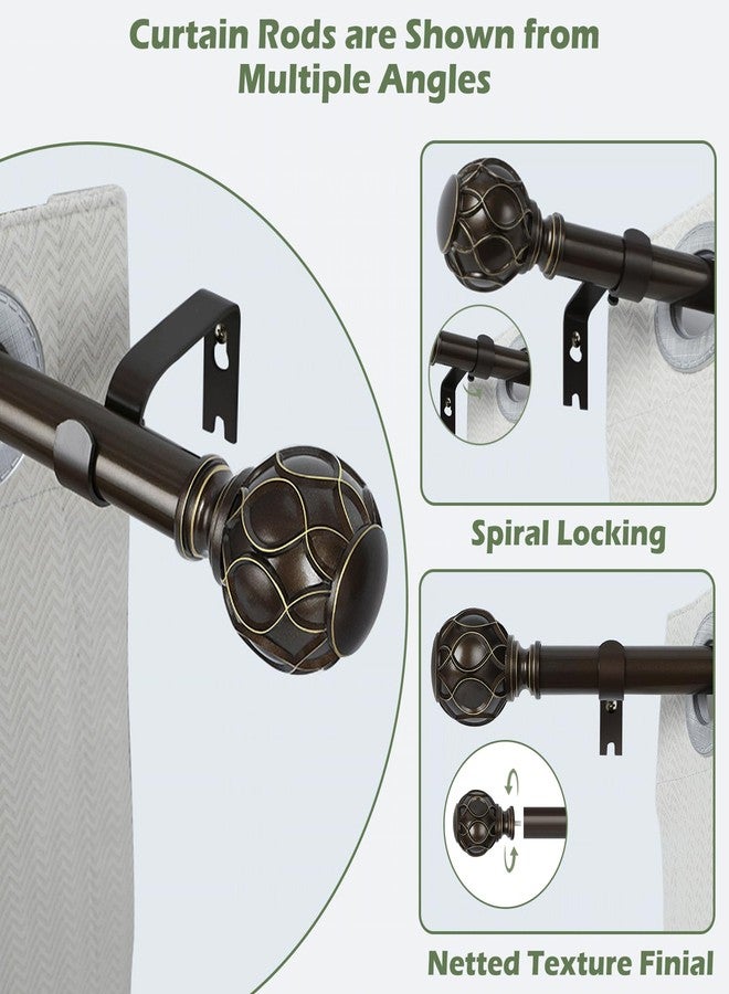 HTZON Bronze Curtain Rods for Windows:Farmhouse Boho Decorative Curtain Rod for Bedroom Living Room,Heavy Duty Adjustable Rustic Drapery Rods Set with Vintage Coastal Finials,Antique Bronze 36-88" - Image 3