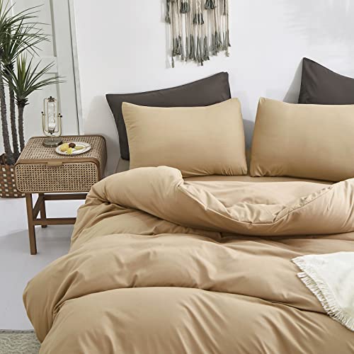 Cottonight Khaki Comforter Set California King Champagne Bedding Set Women Men Taupe Sand Color Blanket Quilts Soft Beige Breathable Modern Solid Comforter Set for Cal King Bed - Image 4