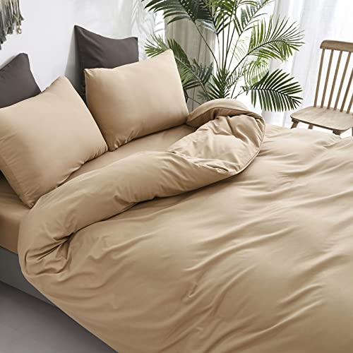 Cottonight Khaki Comforter Set California King Champagne Bedding Set Women Men Taupe Sand Color Blanket Quilts Soft Beige Breathable Modern Solid Comforter Set for Cal King Bed - Image 5