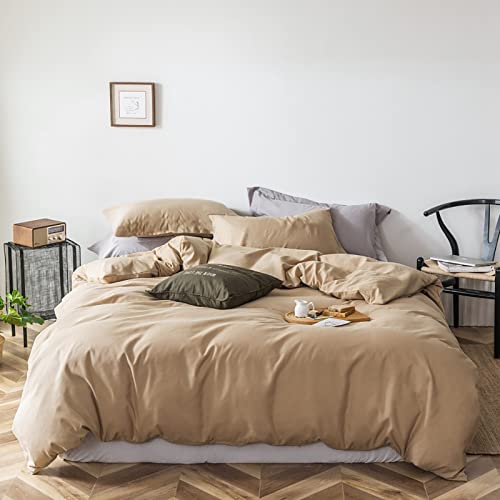 Cottonight Khaki Comforter Set California King Champagne Bedding Set Women Men Taupe Sand Color Blanket Quilts Soft Beige Breathable Modern Solid Comforter Set for Cal King Bed - Image 1