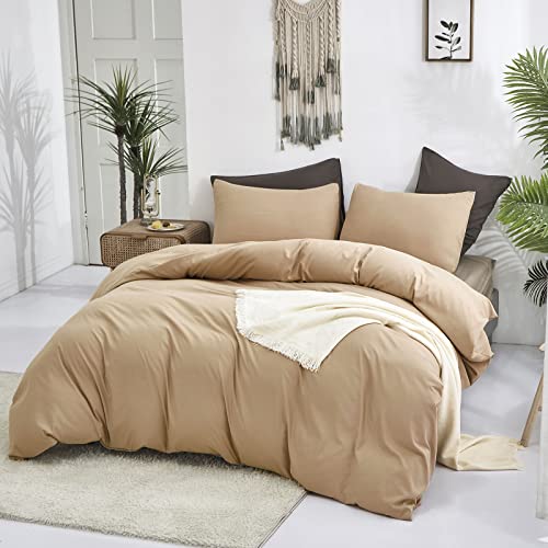 Cottonight Khaki Comforter Set California King Champagne Bedding Set Women Men Taupe Sand Color Blanket Quilts Soft Beige Breathable Modern Solid Comforter Set for Cal King Bed - Image 2
