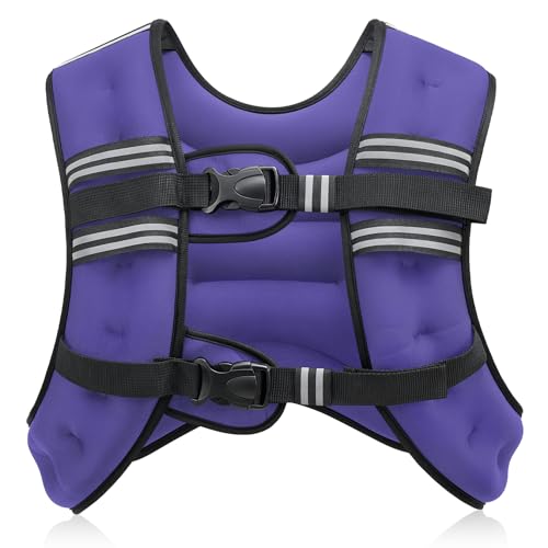 ZELUS Weighted Vest, 6lb/8lb/12lb/16lb/20lb/25lb/30lb Weight Vest with Reflective Stripe for Workout, Strength Training, Running, Fitness, Muscle Building, Weight Loss, Weightlifting, Violet(16 lb) - Image 1