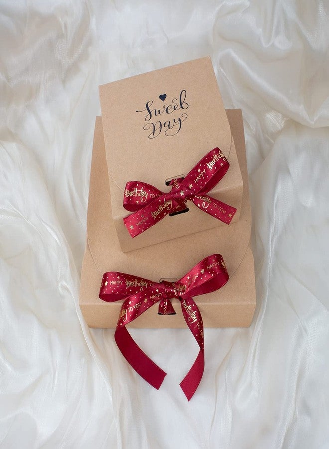 Sewhick Happy Birthday Ribbon 1 Roll 5/8 Inch Wide Red Satin Ribbons with Gold Printed Gift Ribbon for Birthday Gift Wrapping Craft Hair Bows Party Supplies (10 Yards) - Image 3