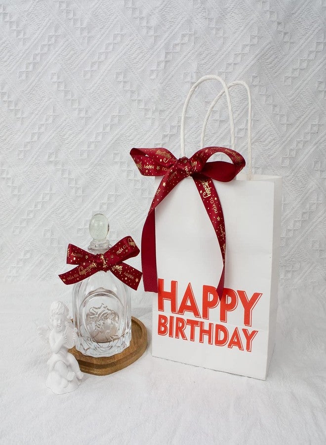 Sewhick Happy Birthday Ribbon 1 Roll 5/8 Inch Wide Red Satin Ribbons with Gold Printed Gift Ribbon for Birthday Gift Wrapping Craft Hair Bows Party Supplies (10 Yards) - Image 5