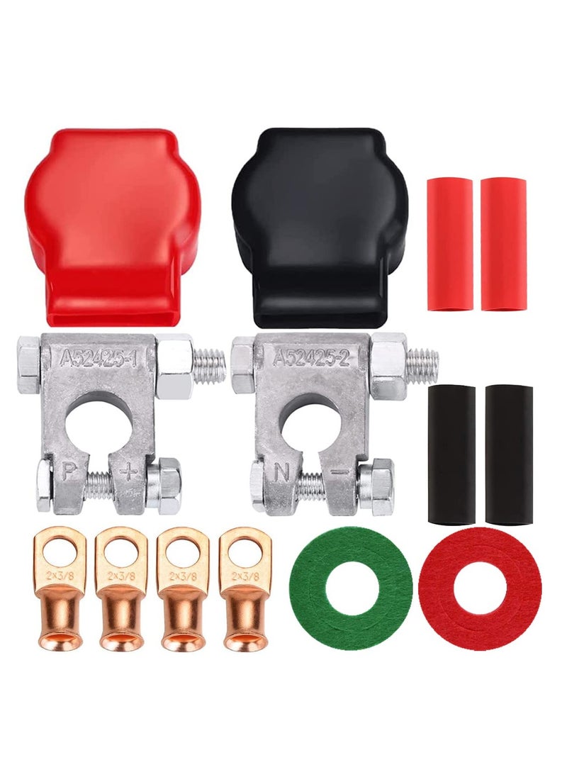 KASTWAVE - Battery Terminal Connectors, Positive Negative Top Post Battery Terminals Clamp, Quick Release Disconnect Kit with Heat Shrink Tubing for Car Boat Marine RV Vehicles,etc - Image 1