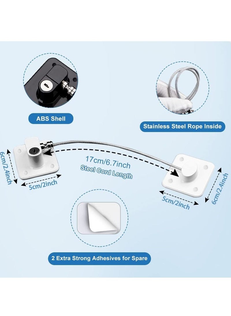 Pack Of 1 Baby Window Safety Locks Self Adhesive Restrictor with Key UPVC Cable Pet No Drilling Kids Refrigerator Lock For Childproof