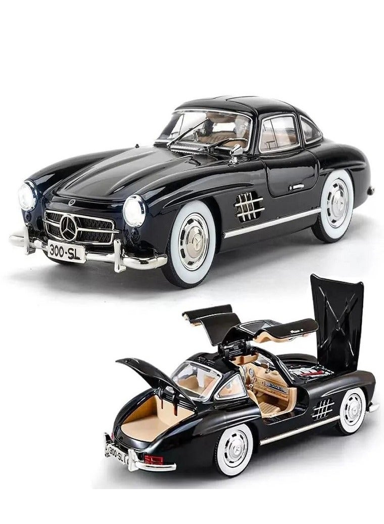 داي كاست مرسيدس بنز 300 SL - سيارة من السبائك المعدنية بمقياس 1:24 - أبواب مفتوحة، إضاءة وصوت (أسود) - Image 1