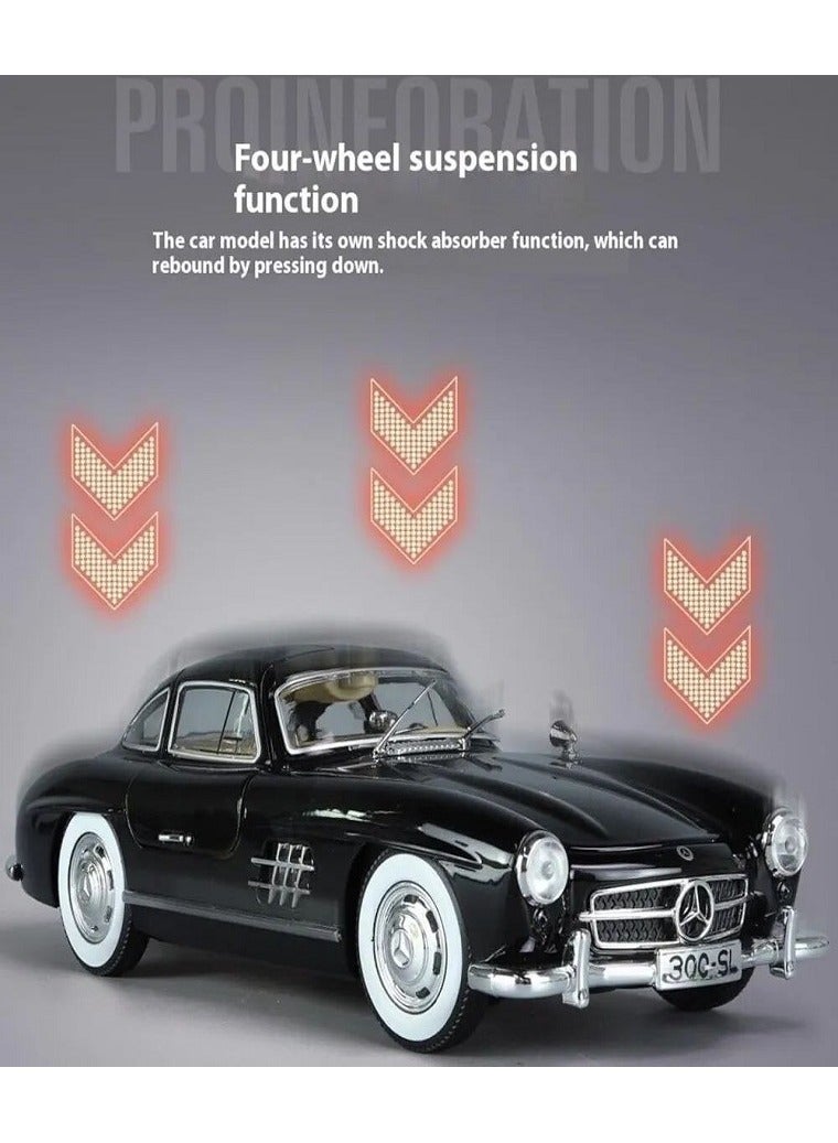 داي كاست مرسيدس بنز 300 SL - سيارة من السبائك المعدنية بمقياس 1:24 - أبواب مفتوحة، إضاءة وصوت (أسود) - Image 3