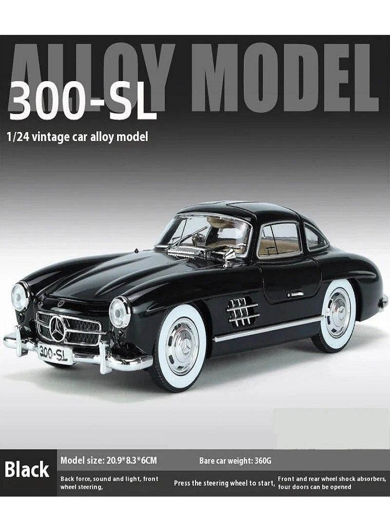داي كاست مرسيدس بنز 300 SL - سيارة من السبائك المعدنية بمقياس 1:24 - أبواب مفتوحة، إضاءة وصوت (أسود) - Image 4