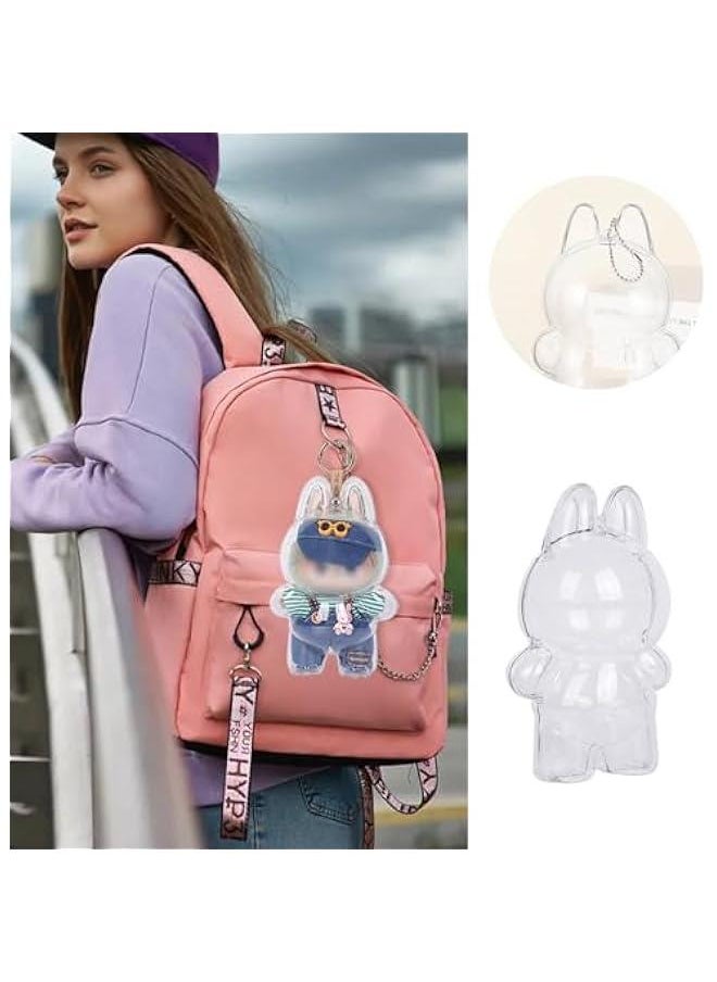 Arabest Protective Case Compatible for LABUBU The Monsters – Crystal-Clear Hard Display Box with Keychain & Dustproof Cover, Secure Backpack Hooks for Shelf/Outdoor Showcase (Doll Not Included)  - Image 3