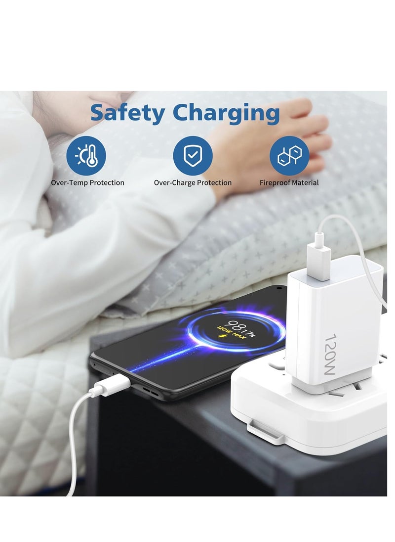 Generic - 120W USB-C Fast Charger 2025 Upgrade Compatible with Xiaomi Mi 15/14/13/12/11, Mi Mix 4/3, Xiaomi Pad, Redmi Note 14/13/12/13 Pro, POCO X7/X6/X5/F4/X4, Black Shark 5/4 Includes 6A Type-A to USB-C Cable - Image 1