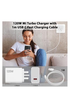 Generic 120W USB-C Fast Charger 2025 Upgrade Compatible with Xiaomi Mi 15/14/13/12/11, Mi Mix 4/3, Xiaomi Pad, Redmi Note 14/13/12/13 Pro, POCO X7/X6/X5/F4/X4, Black Shark 5/4 Includes 6A Type-A to USB-C Cable  - Image 4