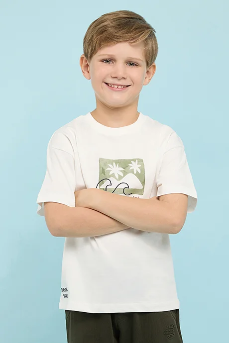 R&B Printed T-Shirt with Crew Neck and Short Sleeves