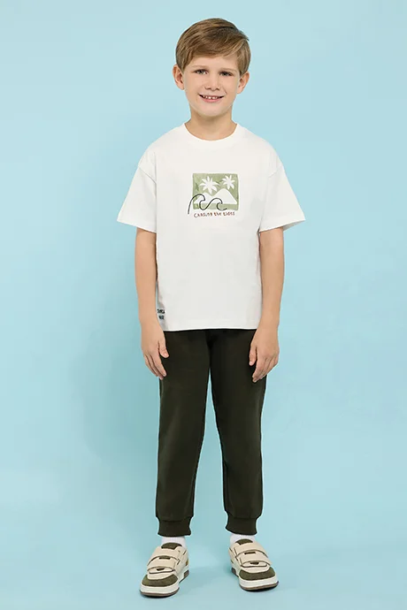 R&B Printed T-Shirt with Crew Neck and Short Sleeves