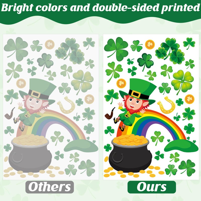 Traplace 305 PCS St Patricks Day Window Clings, 9 Sheets St Patrick's Day Window Stickers with Leprechaun Coins, Double Sided Irish Decal Clings for Hone St. Patrick's Day Decorations Decals - Image 3