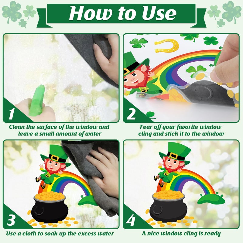 Traplace 305 PCS St Patricks Day Window Clings, 9 Sheets St Patrick's Day Window Stickers with Leprechaun Coins, Double Sided Irish Decal Clings for Hone St. Patrick's Day Decorations Decals - Image 4