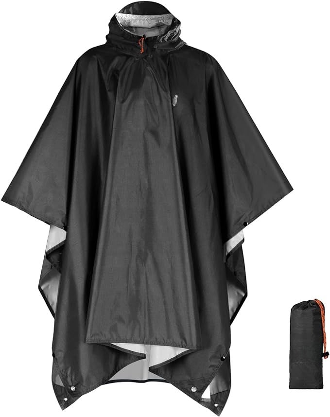 Waterproof Rain Poncho, Lightweight, Reusable, Hiking, Hooded, Outdoor - Image 1