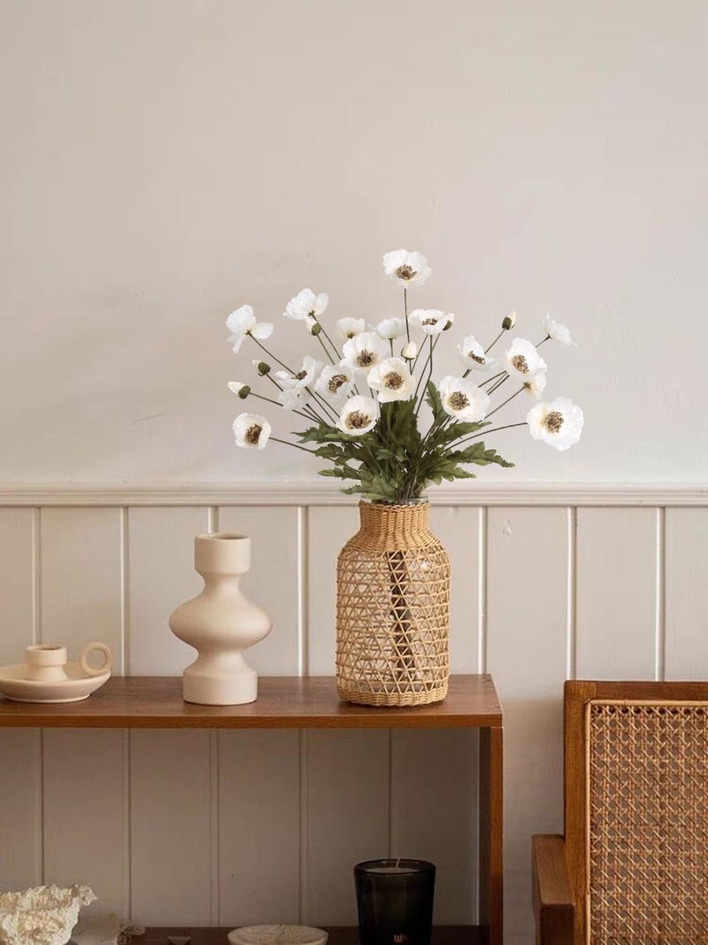 IPOPU White Artificial Poppy Flowers 6pcs Poppies White Artificial Flowers with Stems Silk Flower Arrangements for Wedding Centerpieces for Home Table Bridal Shower Party Decorations (White) - Image 4