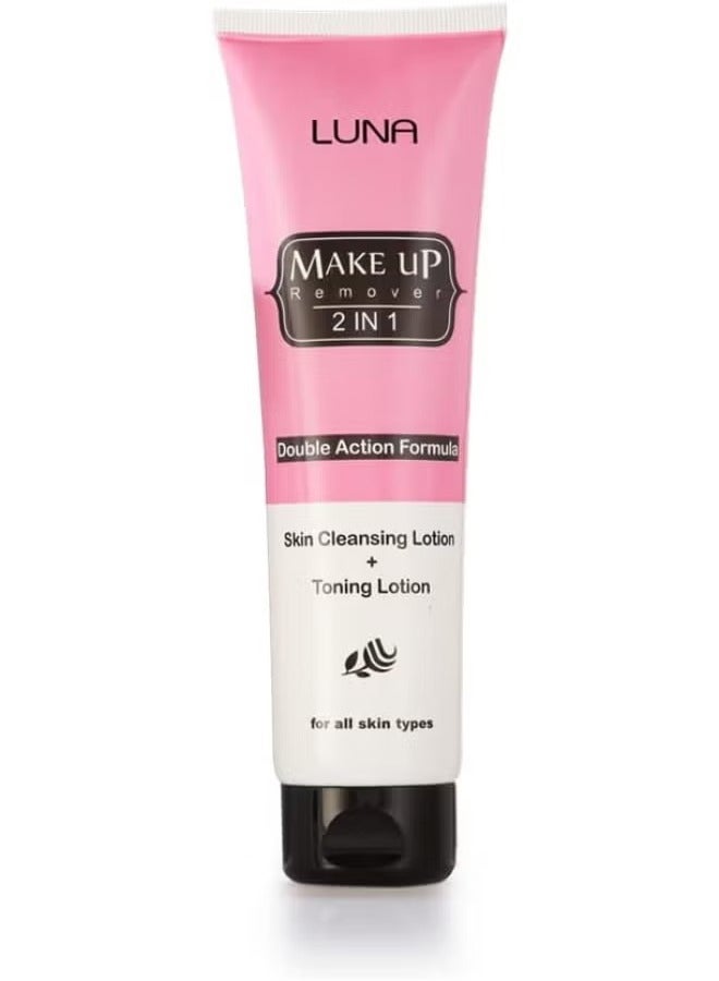 Luna Make Up Remover 2 In 1 Double Action Formula Skin Cleansing Lotion + Toning Lotion