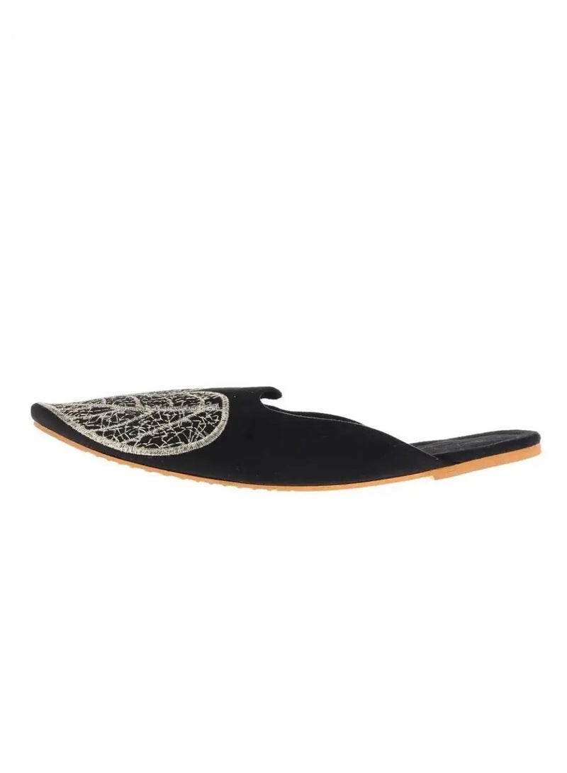 Mishkat Zumurod Babouche Slippers for Women (Black & Gold) - Image 1