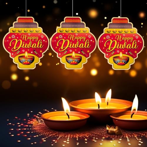 CraftVatika Diwali Decoration Items, Paper Kandil Dangler Festive Hanging for Diwali Decoration Set of 6, Diwali Decorations Hanging Danglers, Wall Hanging Home House Decoration Items, Diwali Gifts - Image 4
