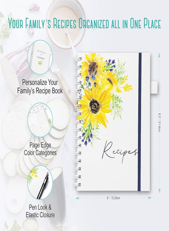 OUTSHINE 6 x9 Sunflower Hardcover Recipe Binder, Blank Recipe Binder to Write in Your Own Recipes, Recipe Binder, Recipe Book Blank, Recipe Notebook, Cookbook Binder, Recipe Journal for Recipe Holder - Image 2