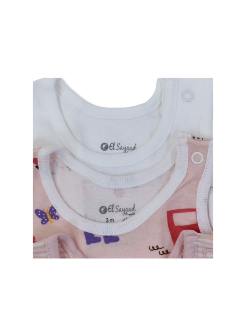 Baby Girls Cotton Sleeveless Bodysuit – Multicolor with Animals Print (Pack of 3) - Image 3