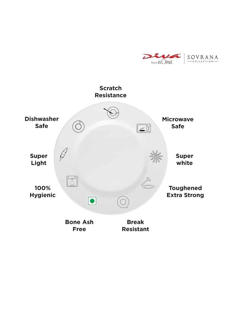 La Opala La Opala Diva Sovrana Collection Opal Glass Crockery | Full Plate Set of 6 Moroccan Gold | Dinner Plate for Dining & Gifting | Microwave Safe | 100% Vegetarian | Extra Strong | Super Light & White  - Image 3