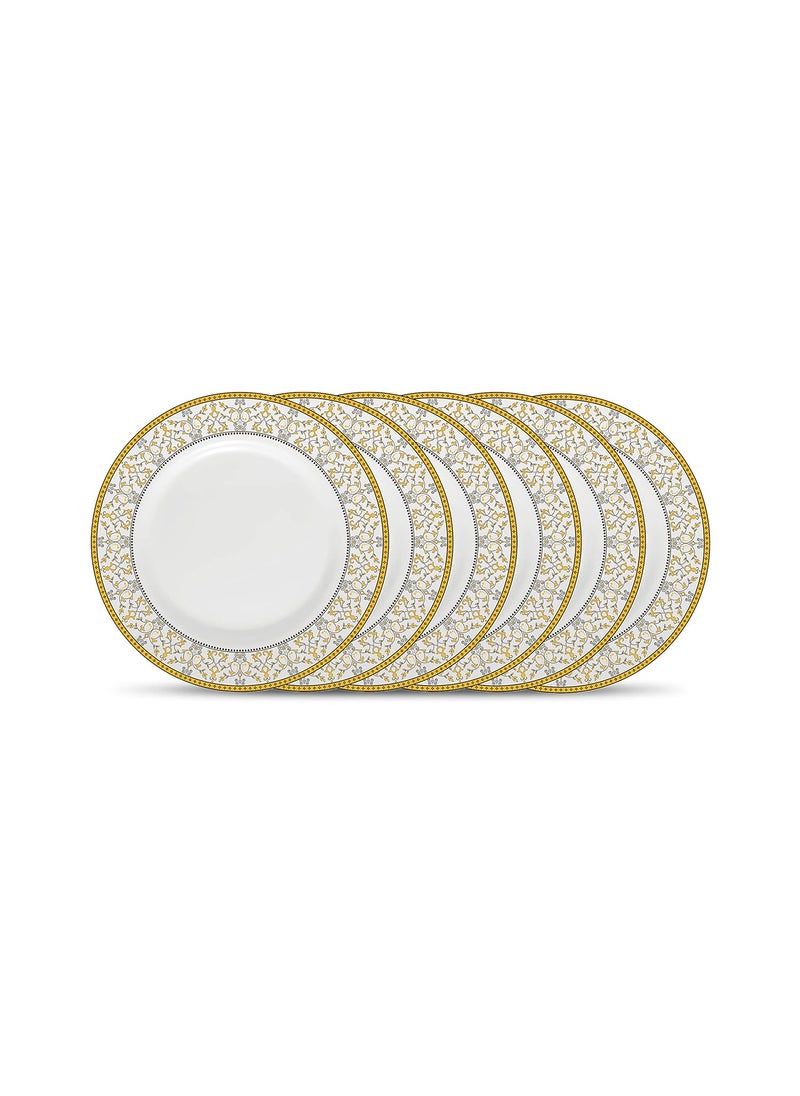 La Opala La Opala Diva Sovrana Collection Opal Glass Crockery | Full Plate Set of 6 Moroccan Gold | Dinner Plate for Dining & Gifting | Microwave Safe | 100% Vegetarian | Extra Strong | Super Light & White  - Image 1