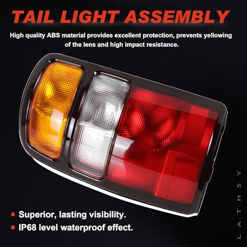 Lathsy Tail Lights Compatible With 2000-2006 Chevy Tahoe Suburban GMC Yukon YuKon XL 1500 2500 Driver and Passenger Side Black Edge w/o Bulbs Replace 15224278,15224279 - Image 5