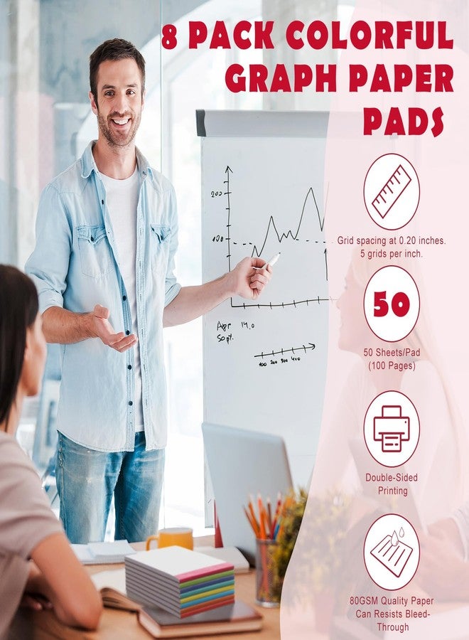 جيتك دفتر ملاحظات صغير من ورق الرسم البياني من جيتك، مقاس 5 × 8 بوصة، دفتر صغير ذو وجهين، دفتر ملاحظات للجيب، ألوان متنوعة، 50 ورقة، دفتر ملاحظات من ورق الرسم البياني للرسم والتدوين والتخطيط (شبكة (5 × 5)، 8 قطع) - Image 2