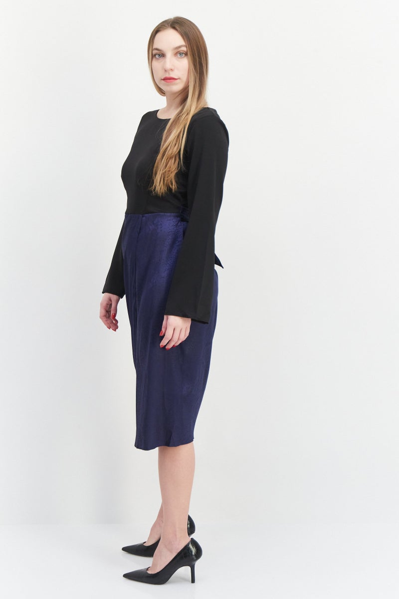 Closet Women Two Tone Midi Dress,Black - Image 4