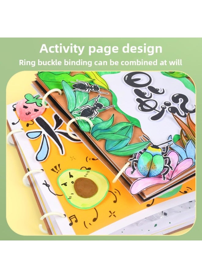 Generic - Handmade DIY Children's Self-made Picture Book Material Bag Creative Art Insect Picture Book Painting Student Painting Complete Set Of Tools-Color:❤☽★☾*****[porcelain Rhyme China] Pop-up Book Diy Picture Book Material Package Video Course - Image 1
