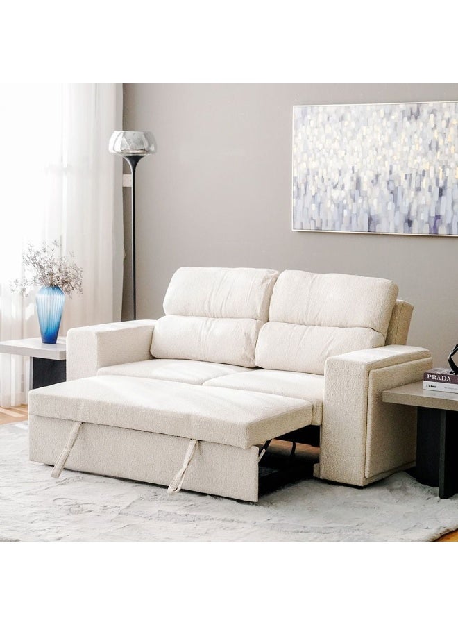 DANUBE HOME أريكة سرير من قماش لينزي مع تخزين وشاحن لاسلكي قابلة للتحويل سرير أريكة مريحة أثاث غرفة المعيشة L191XW101XH95 سم - بني - Image 4