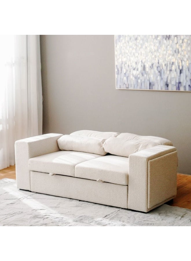 DANUBE HOME أريكة سرير من قماش لينزي مع تخزين وشاحن لاسلكي قابلة للتحويل سرير أريكة مريحة أثاث غرفة المعيشة L191XW101XH95 سم - بني - Image 2