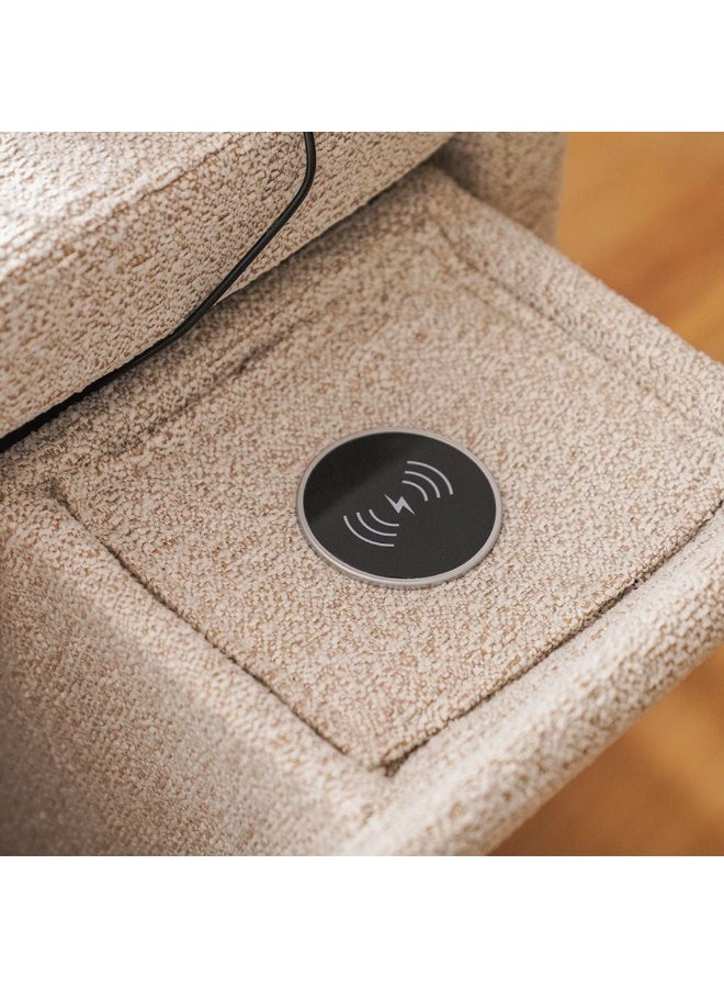 DANUBE HOME أريكة سرير من قماش لينزي مع تخزين وشاحن لاسلكي قابلة للتحويل سرير أريكة مريحة أثاث غرفة المعيشة L191XW101XH95 سم - بني - Image 5