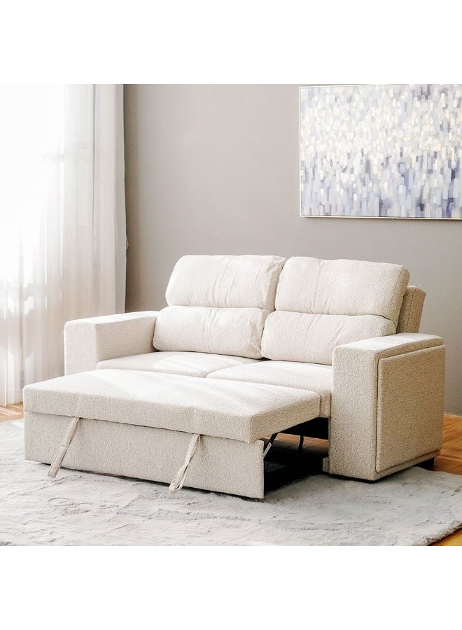 DANUBE HOME أريكة سرير من قماش لينزي مع تخزين وشاحن لاسلكي قابلة للتحويل سرير أريكة مريحة أثاث غرفة المعيشة L191XW101XH95 سم - بني - Image 3