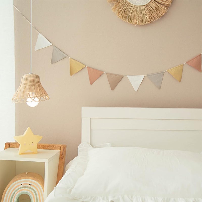 BEIOUDEXIN 393 Feet Triangle Flag Banner Bunting Pennant for Kids Teepee TentParty and Room Decoration10 Pcs single Sided Cotton Fabric FlagChildrens room decoration of babys room2 Strip Pack - Image 2