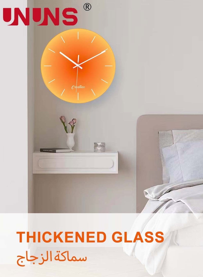يو إن يو إن أس ساعة حائط ، ساعة حائط مزخرفة بأسلوب الغروب البسيط 12 بوصة ، تعمل بالبطارية ، ساعة زجاجية دائرية صامتة Tickless ، ساعة حائط مزخرفة - Image 4
