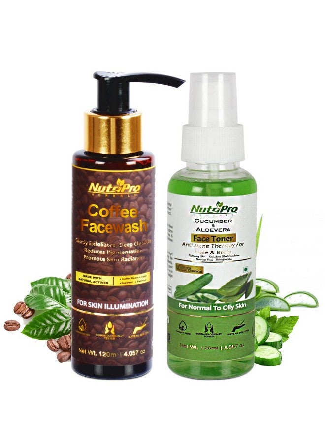 NutriPro Coffee Face Wash With Cucumber & Aloevera Face Toner 240 ML | Gently Exfoliates, Deep Cleanses | For Normal To Oily Skin | Reduces Pigmentation, Promote Skin Radiance - Image 2