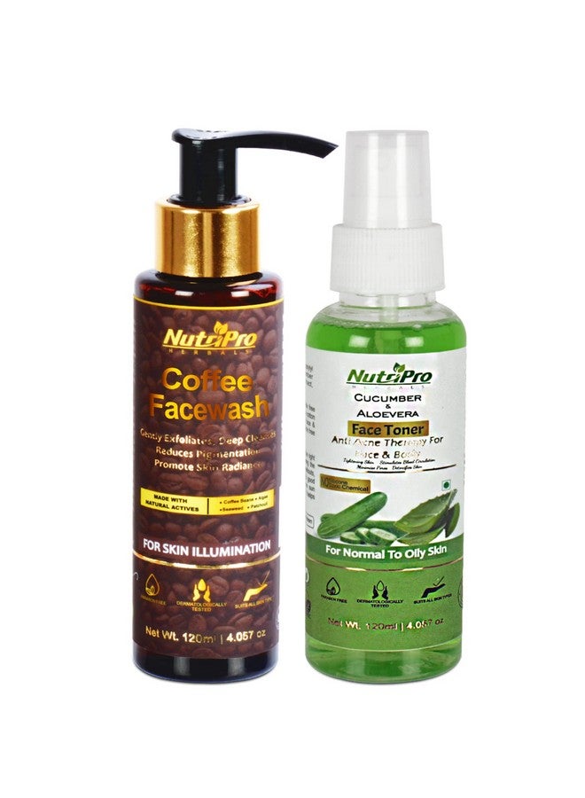 NutriPro Coffee Face Wash With Cucumber & Aloevera Face Toner 240 ML | Gently Exfoliates, Deep Cleanses | For Normal To Oily Skin | Reduces Pigmentation, Promote Skin Radiance - Image 1