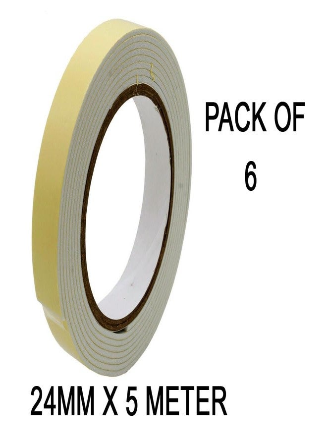 D-fix® Double Side White Foam Tape - 5 Meters in Length - 24mm / 1" Width - 6 Rolls Per Pack - Multipurpose usage, Best for Mounting, Strong Adhesion for Walls, Crafts work and fixing Furniture’s - Image 2