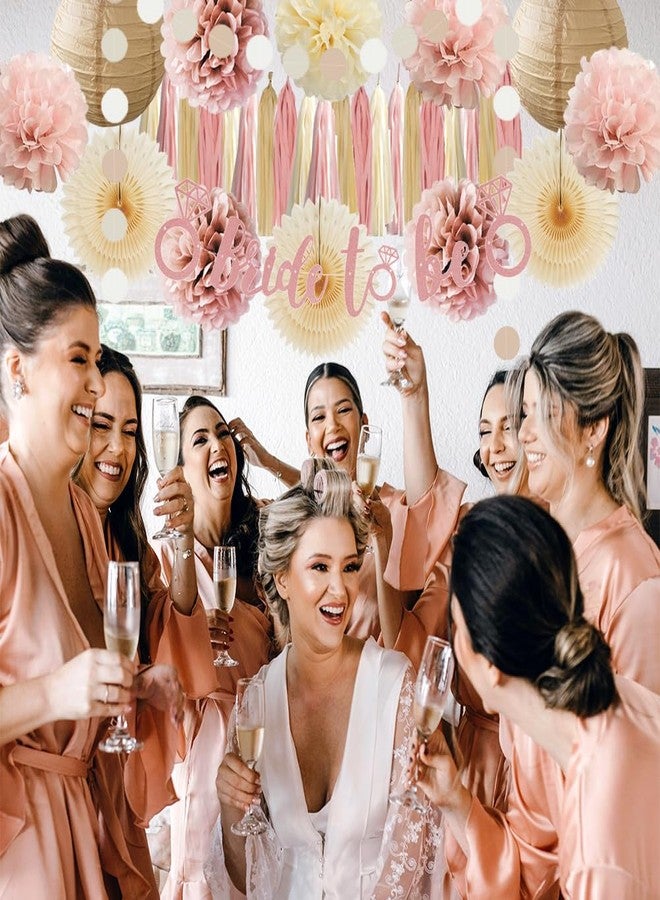 FETETIJD Dusty Rose Boho Bridal Shower Decorations Dusty Pink Champagne Gold Beige Bachelorette Party Decorations Rustic Bride to Be Banner Rose Gold with Cream Beige Tassel Garland for Engagement Wedding - Image 5
